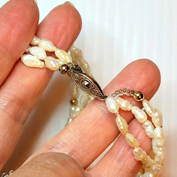 Seed pearl freshwater necklace baroque milky white - Picture 3 of 5